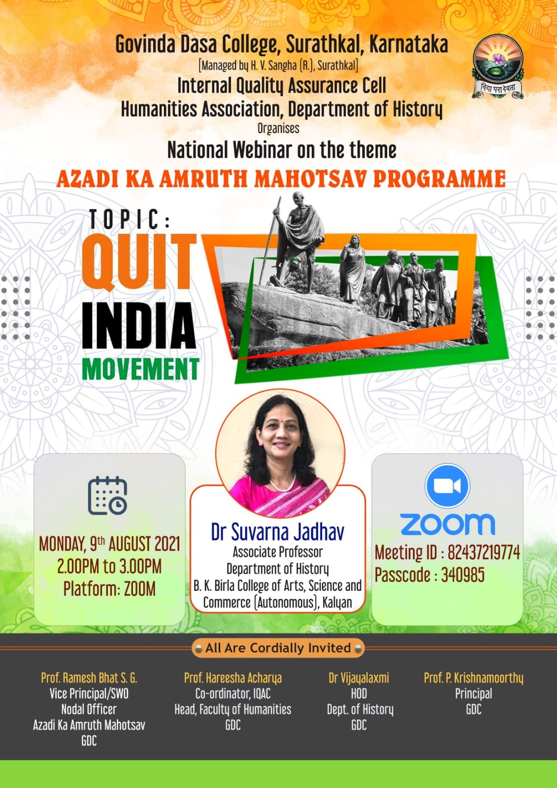 National Webinar on Quit India Movement-2021