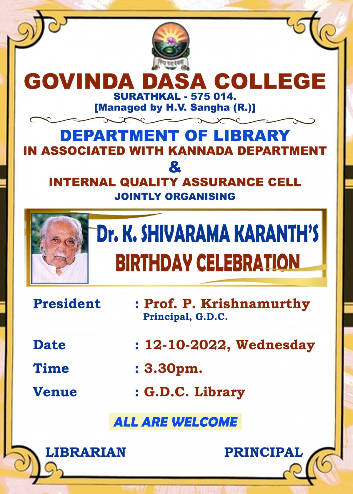Dr. Shivarama Karantha Birthday   10.10.2022 (22-23)