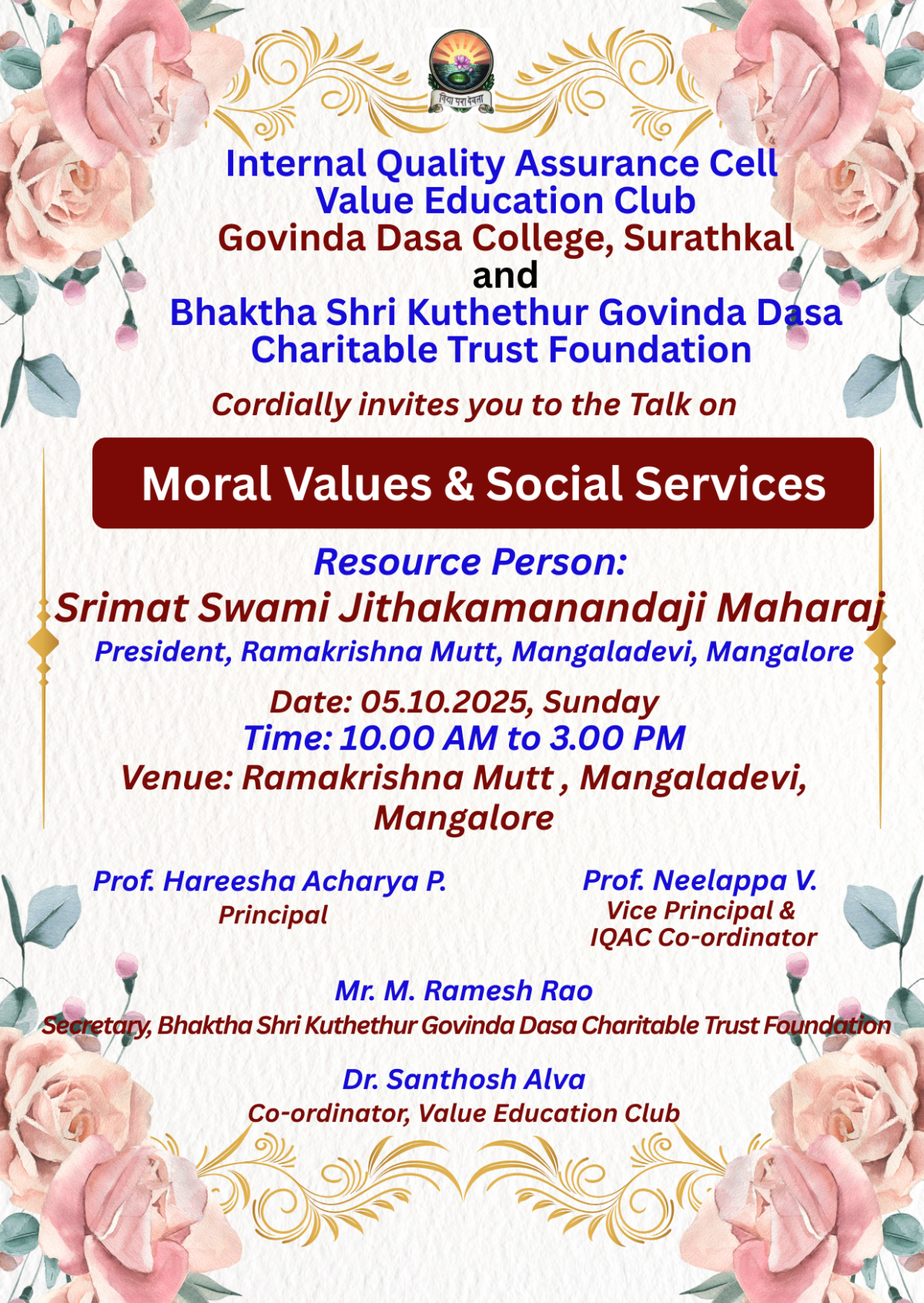 Talk on Moral Values and Social Services-2025